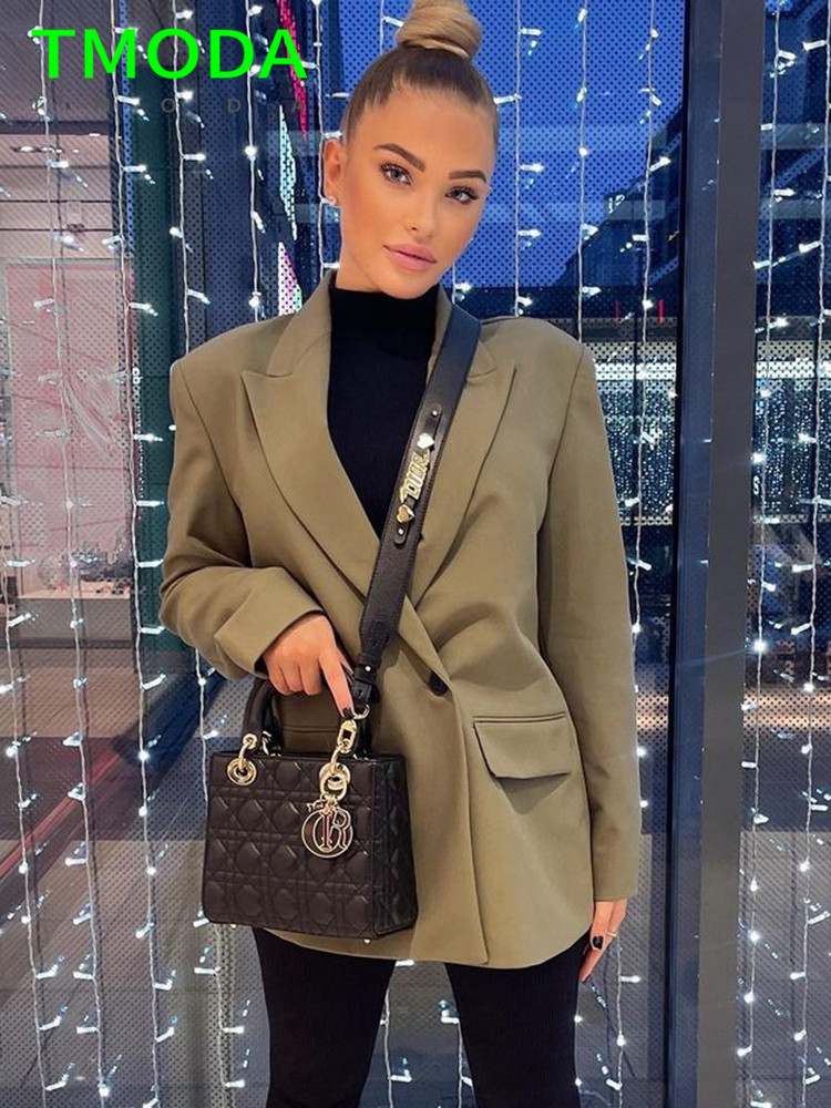 T MODA  Women Oversized Double Breasted Blazer Office Lady Loose Classic Coat Suit Jacket Female Chic Outwear Outfits