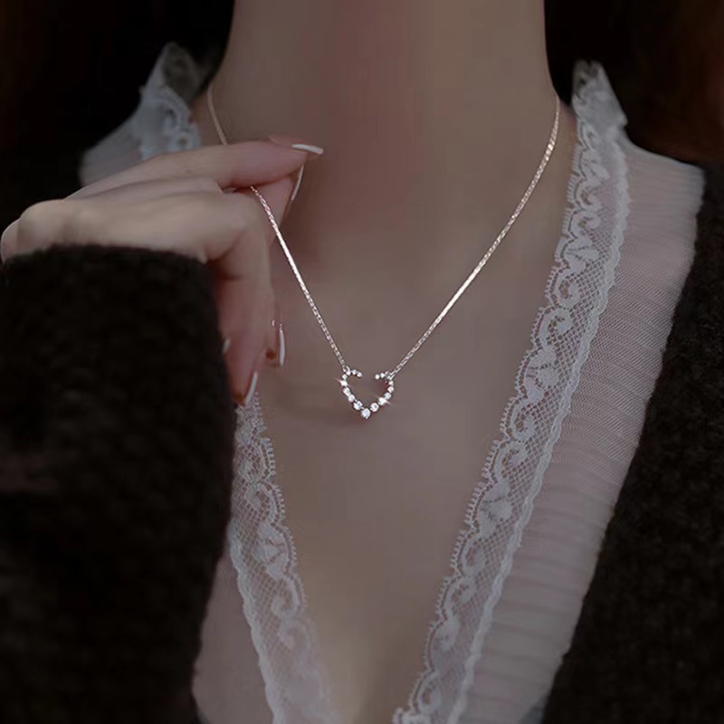  Light  Micro Inlaid Zircon Love Necklace Trendy Ladies Birthday Engagement Exquisite High Jewelry Gift  New