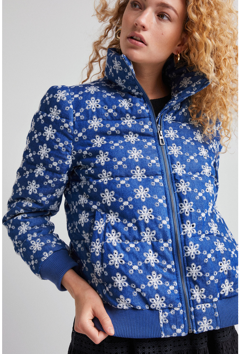 SPAIN Desigual  spring women's embroidered stand collar long sleeve cotton jacket