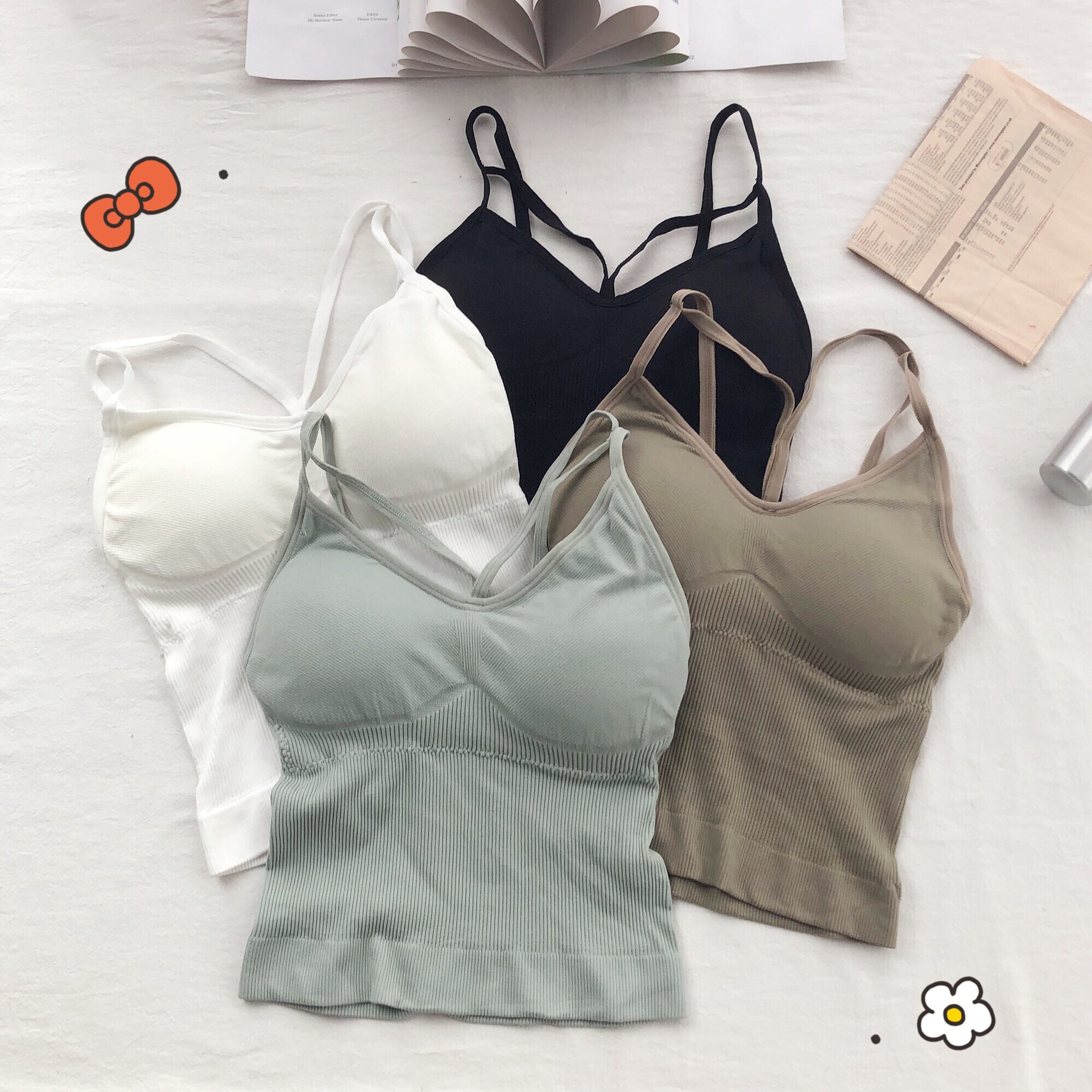 Women Cotton Underwear Push Up Bra Sexy Top Women Suspender Tank Up  Solid Color Lingerie Female Soft Top Brassreie