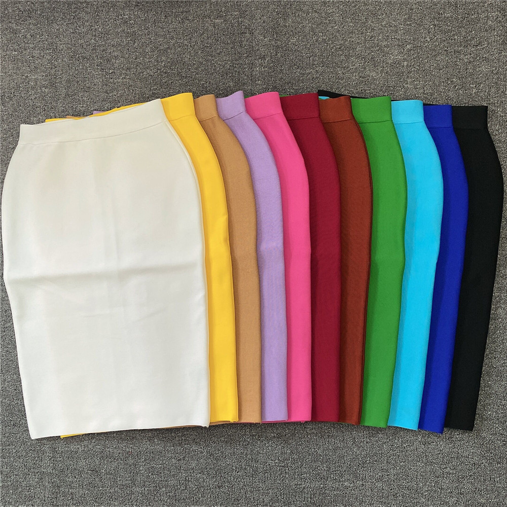 High  Women Rayon Bandgae Skirt Elegant Pencil Skirt Celebrity Sexy Club Party Wear Vintage Vestios