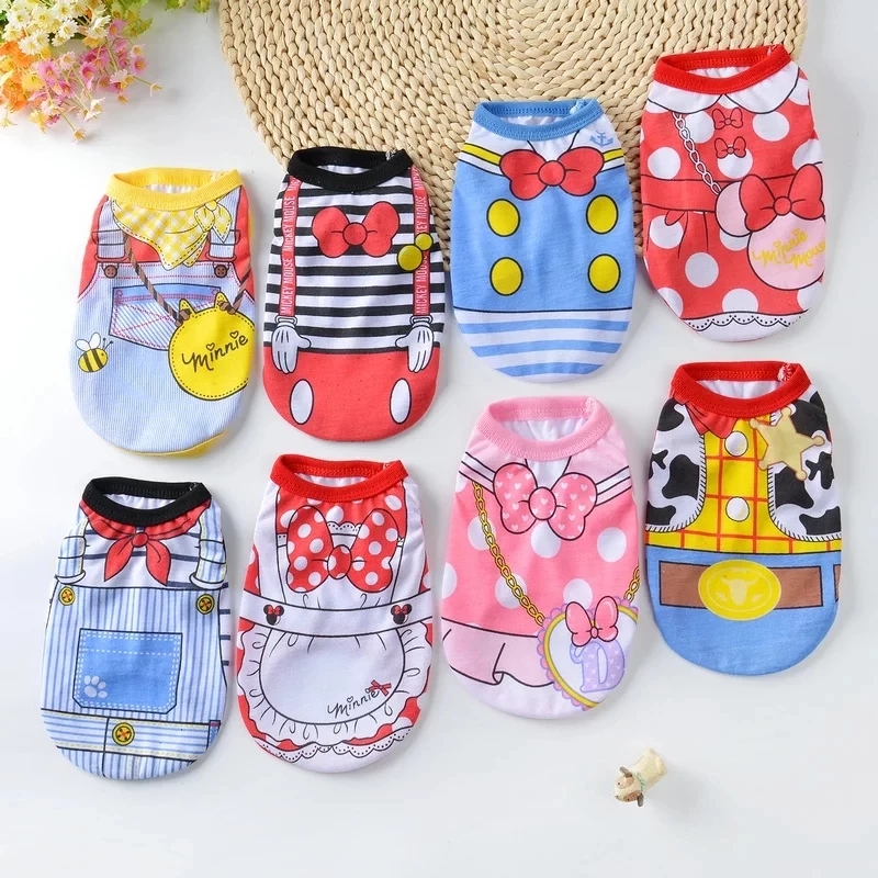 OIMG Breathable Small Dog Clothes Chihuahua Pomeranian Spitz Cartoon T-Shirts For Dogs Dog Shirts Pet Clothing Puppy Cat Costume