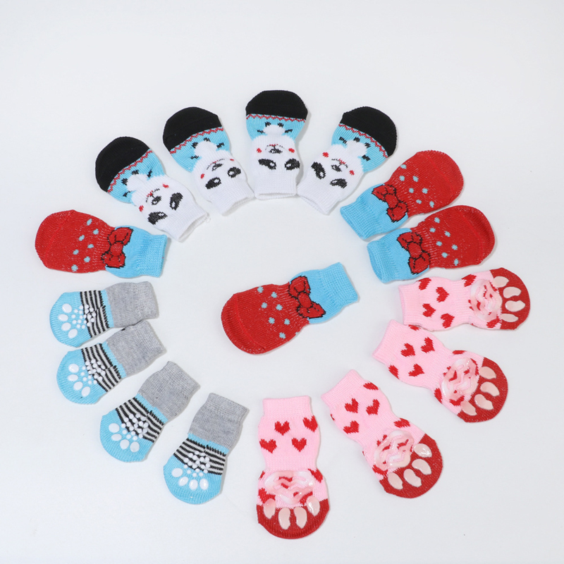 Winter Pet Dog Shoes Knit Socks Anti-Slip Small Cat Dogs Shoes Chihuahua Thick Warm Paw Protector Dog Socks Booties Accessories