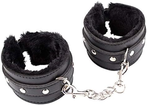Adjustable Handcuffs Ankle Bracelets SM Adult Plush PU Leather Bondage Fetish Handcuffs Kit Cuff Restraint Set Sex Toy, Rbenxia Handcuff Restraints Adult Sex Toys Black